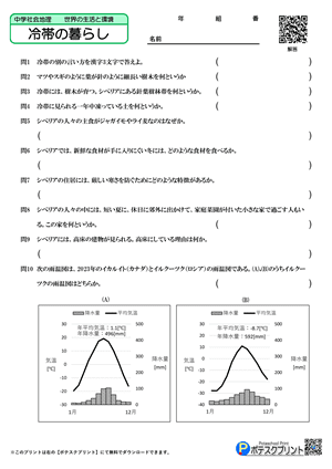 冷帯の暮らし（問題）