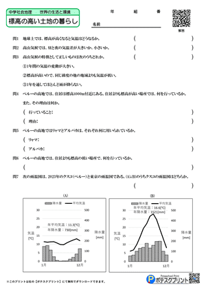 標高の高い土地の暮らし（問題）