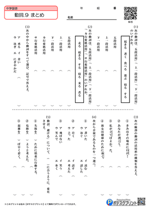 国語動詞文法プリント