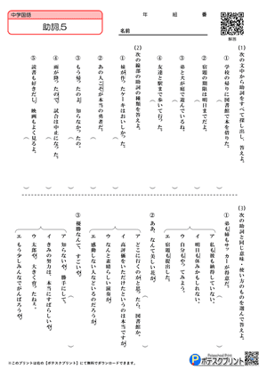 国語文法助詞プリント